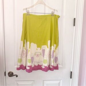 Liz Claiborne champagne flutes, perfume bottles & flower design A-line skirt 14